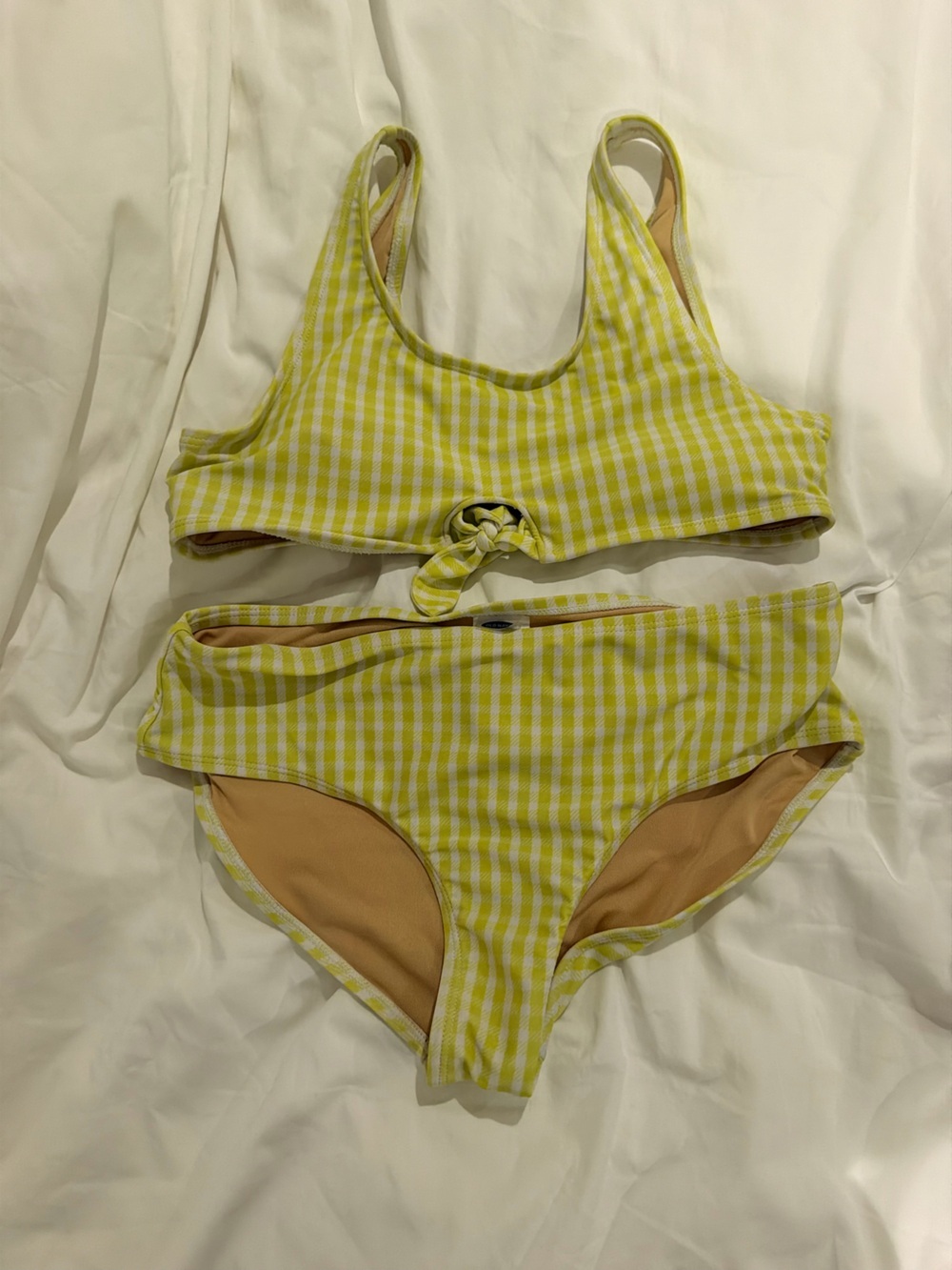 Old Navy Lime Yellow Gingham Knot Bikini Set Kids